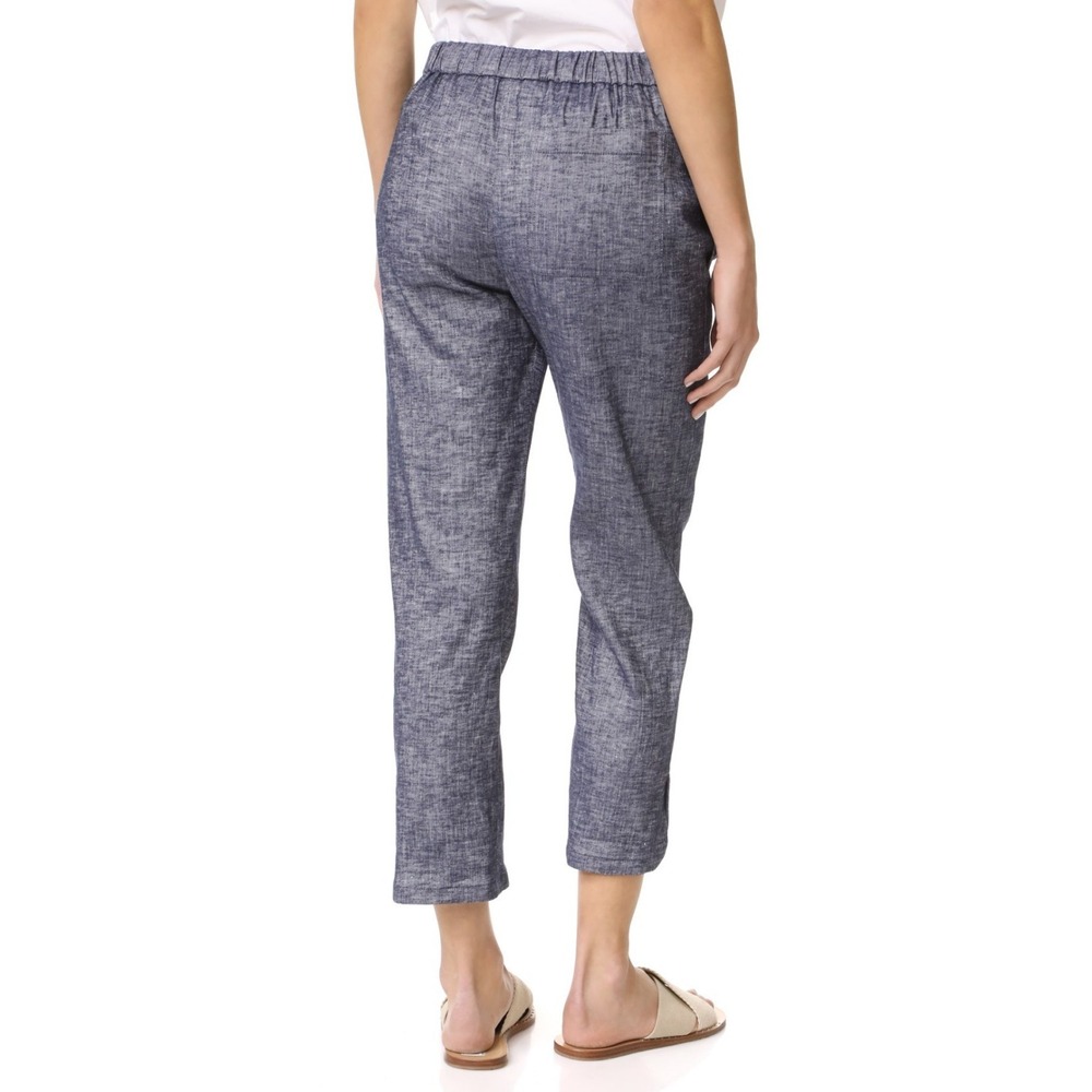 Theory Thorina Tierra Wash Linen Cropped Pants Deep Denim NWT Size 4 $285 - Picture 7 of 16